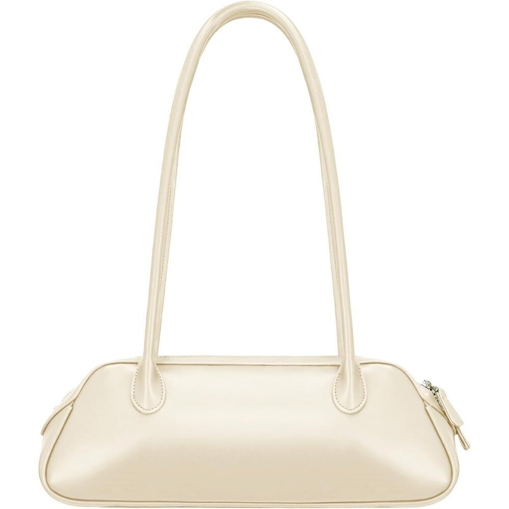 Women Cream Pu Leather Shoulder Purse Elegant Swing Bag For Daily Use Work